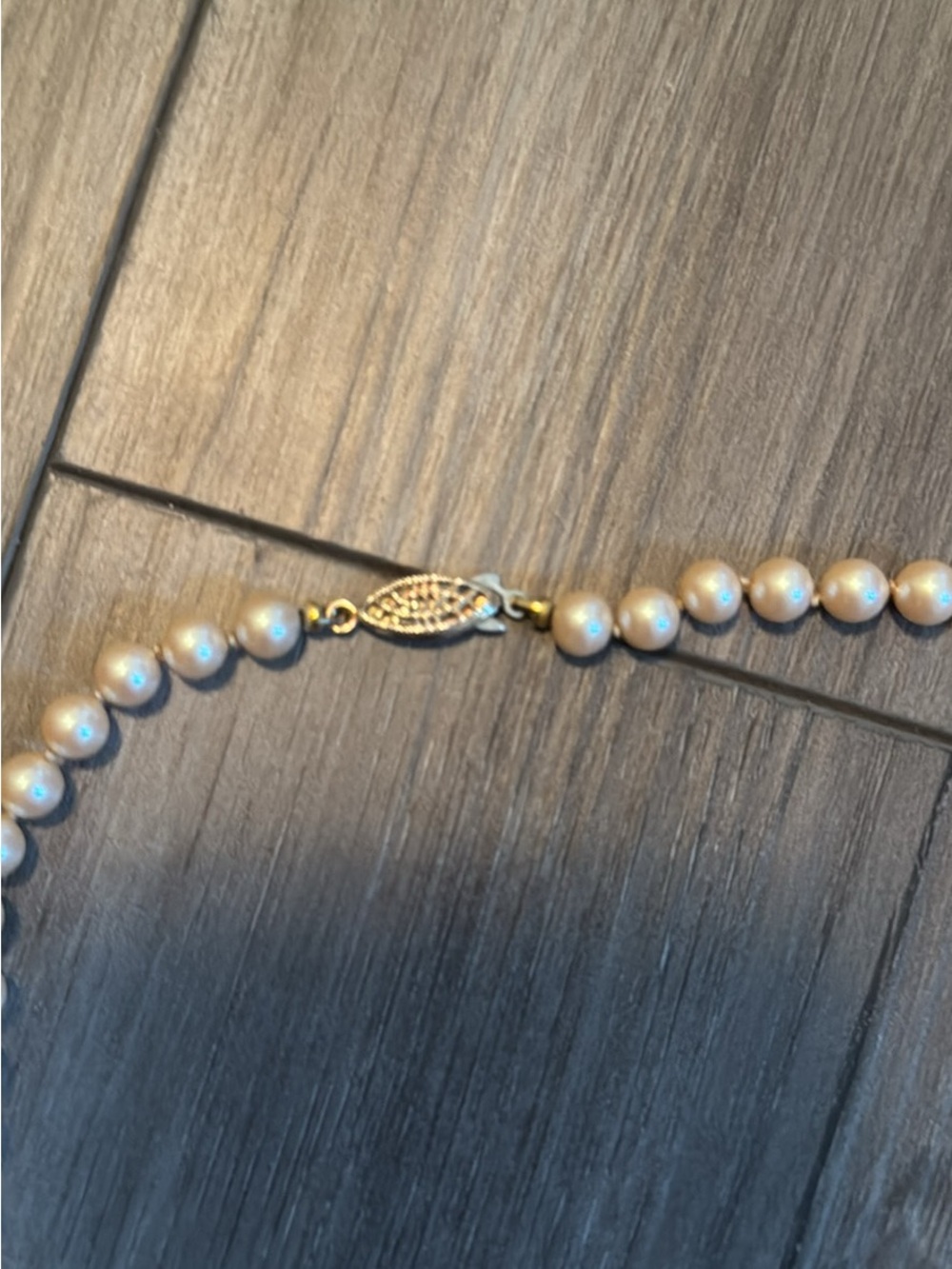 Gold Clasp Ivory Pearl Beaded Necklace - Women Jewelry